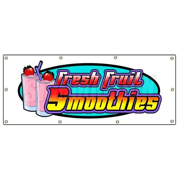 Signmission SMOOTHIES BANNER SIGN fresh fruit smoothie signs B-96 Smoothies - main